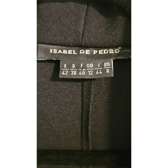 Isabel De Pedro Womens Asymmetrical Zip Over Jacket Black Drape Neck Coat Size 8 - Picture 7 of 9